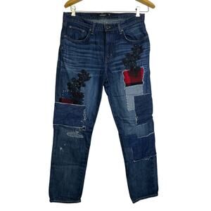 Lauren Ralph Lauren Womens Patchwork Relaxed Tapered Jeans Size 8 31x28 Y2K